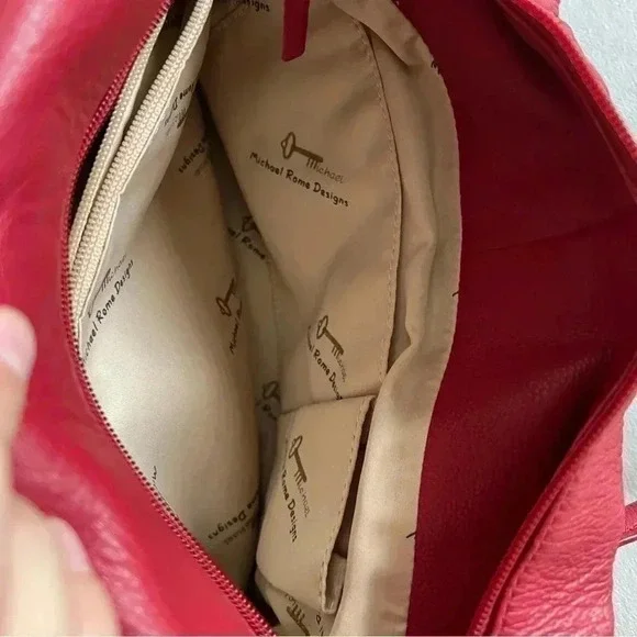 Michael Rome Genuine leather Red Shoulder bag purse - Picture 10 of 14